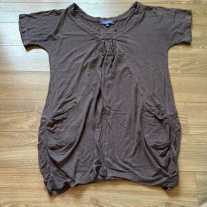 Vivienne tam brown long blouse with pockets size medium